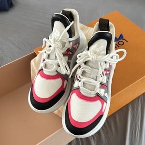 Louis Vuitton White Pink Black Run Away Sneakers